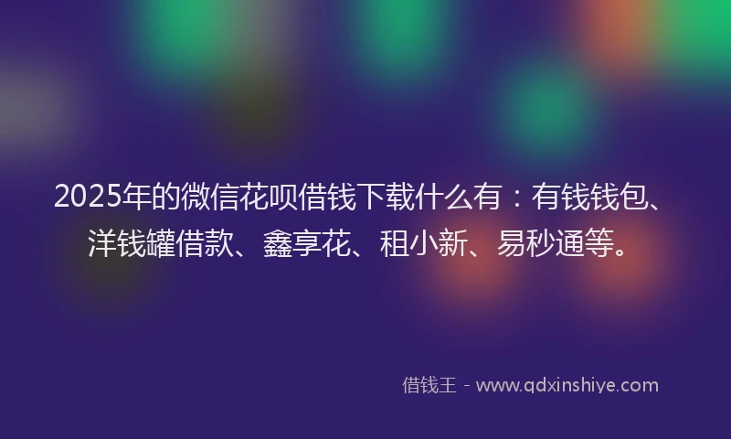 2025年的微信花呗借钱下载什么有：有钱钱包、洋钱罐借款、鑫享花、租小新、易秒通等。