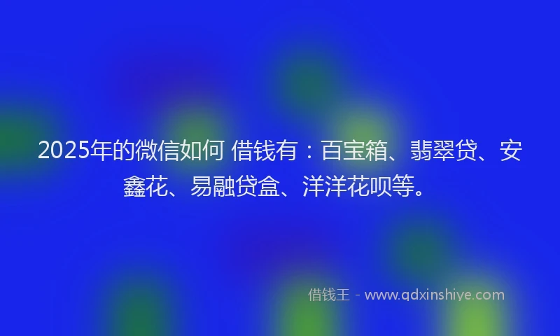 2025年的微信如何 借钱有：百宝箱、翡翠贷、安鑫花、易融贷盒、洋洋花呗等。