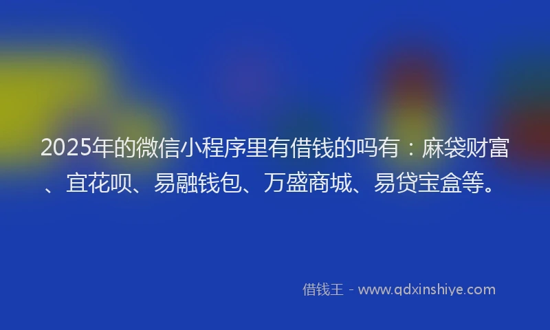 2025年的微信小程序里有借钱的吗有：麻袋财富、宜花呗、易融钱包、万盛商城、易贷宝盒等。