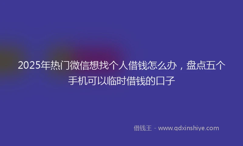 2025年热门微信想找个人借钱怎么办，盘点五个手机可以临时借钱的口子