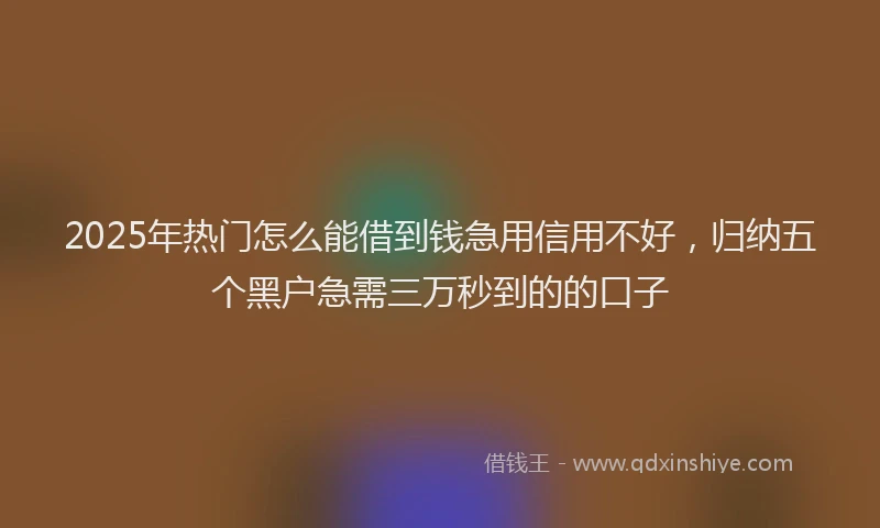 2025年热门怎么能借到钱急用信用不好，归纳五个黑户急需三万秒到的的口子