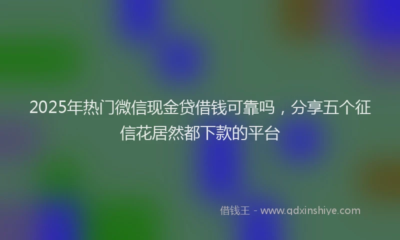 2025年热门微信现金贷借钱可靠吗，分享五个征信花居然都下款的平台