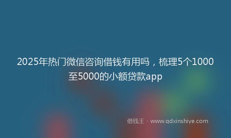 2025年热门微信咨询借钱有用吗，梳理5个1000至5000的小额贷款app