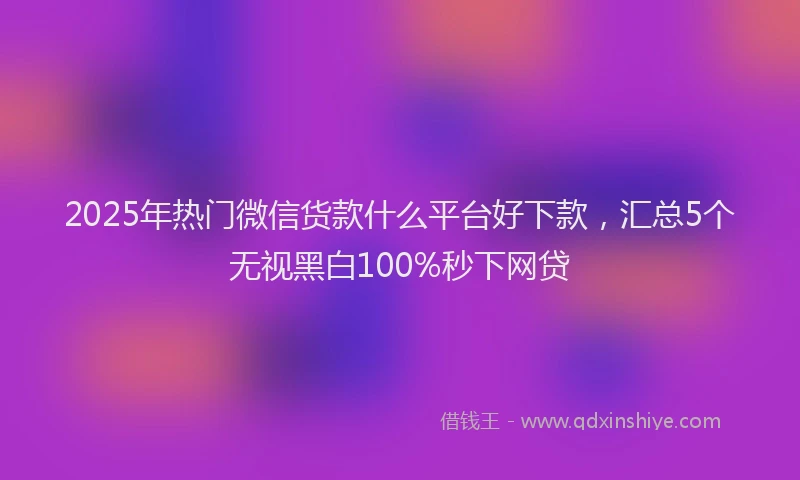 2025年热门微信货款什么平台好下款，汇总5个无视黑白100%秒下网贷