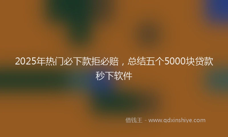 2025年热门必下款拒必赔,总结五个5000块贷款秒下软件