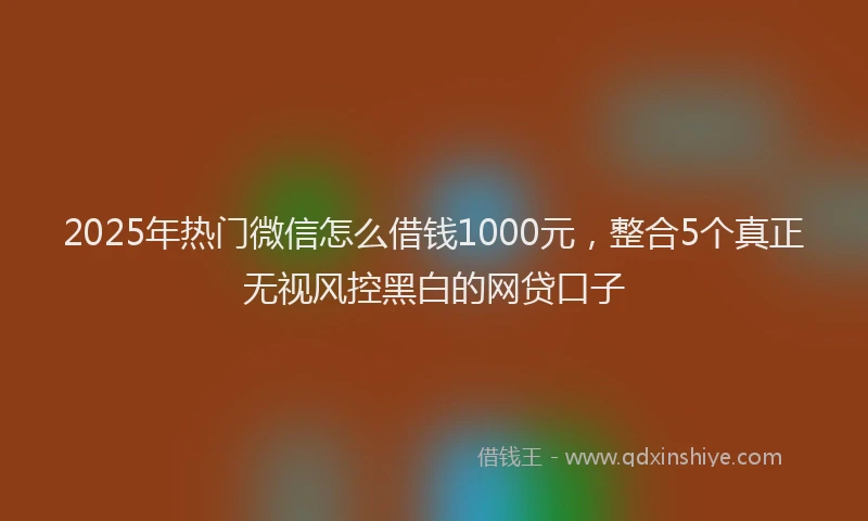 2025年热门微信怎么借钱1000元，整合5个真正无视风控黑白的网贷口子