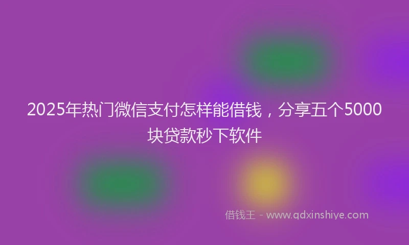 2025年热门微信支付怎样能借钱，分享五个5000块贷款秒下软件