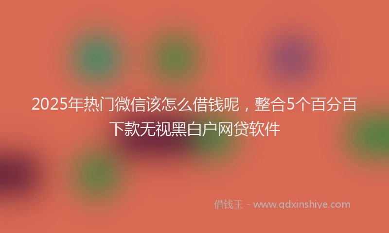 2025年热门微信该怎么借钱呢，整合5个百分百下款无视黑白户网贷软件