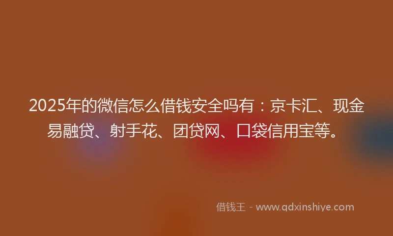 2025年的微信怎么借钱安全吗有：京卡汇、现金易融贷、射手花、团贷网、口袋信用宝等。