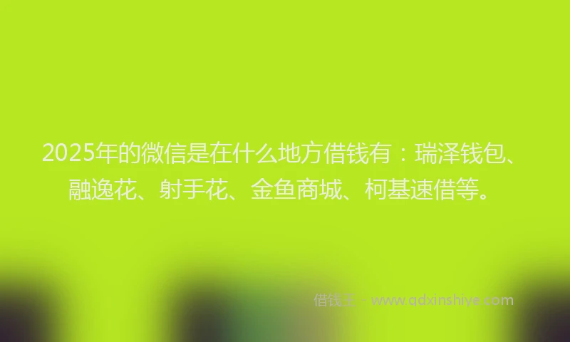 2025年的微信是在什么地方借钱有：瑞泽钱包、融逸花、射手花、金鱼商城、柯基速借等。