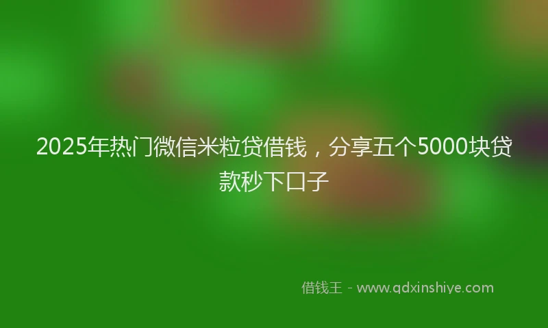 2025年热门微信米粒贷借钱，分享五个5000块贷款秒下口子