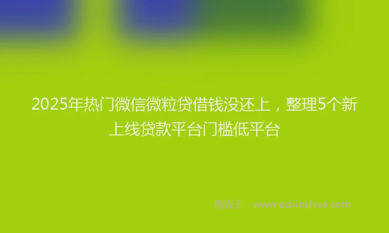 2025年热门微信微粒贷借钱没还上，整理5个新上线贷款平台门槛低平台