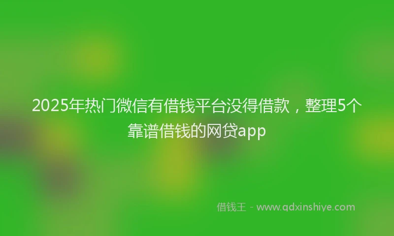 2025年热门微信有借钱平台没得借款，整理5个靠谱借钱的网贷app