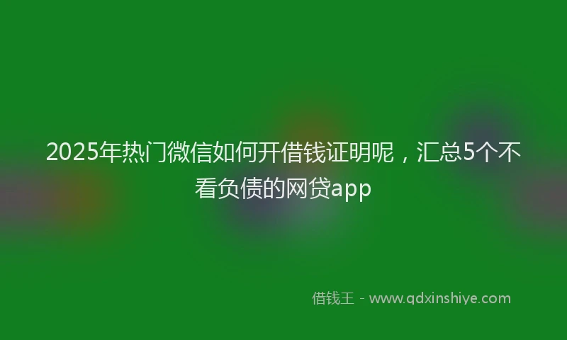 2025年热门微信如何开借钱证明呢，汇总5个不看负债的网贷app