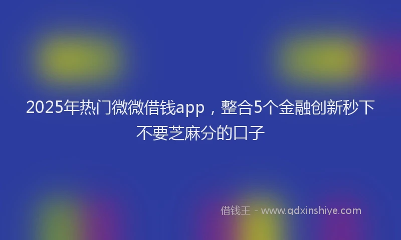 2025年热门微微借钱app，整合5个金融创新秒下不要芝麻分的口子
