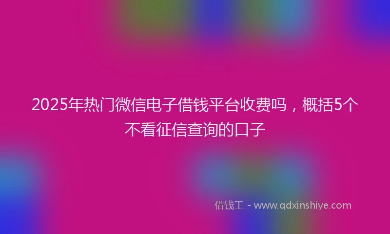 2025年热门微信电子借钱平台收费吗,概括5个不看征信查询的口子
