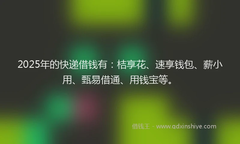2025年的快递借钱有：桔享花、速享钱包、薪小用、甄易借通、用钱宝等。