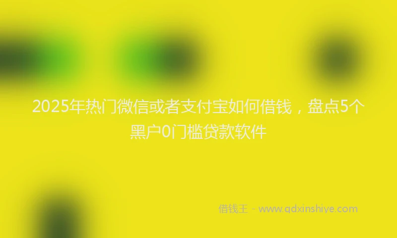 2025年热门微信或者支付宝如何借钱，盘点5个黑户0门槛贷款软件