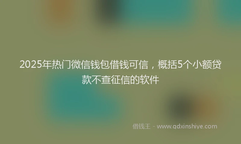2025年热门微信钱包借钱可信，概括5个小额贷款不查征信的软件