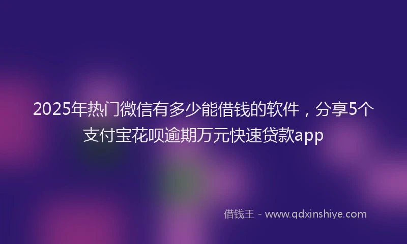 2025年热门微信有多少能借钱的软件，分享5个支付宝花呗逾期万元快速贷款app
