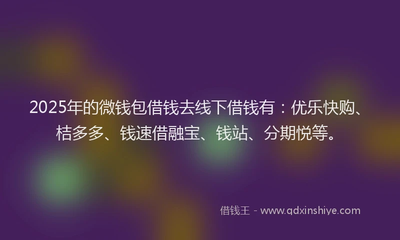 2025年的微钱包借钱去线下借钱有：优乐快购、桔多多、钱速借融宝、钱站、分期悦等。