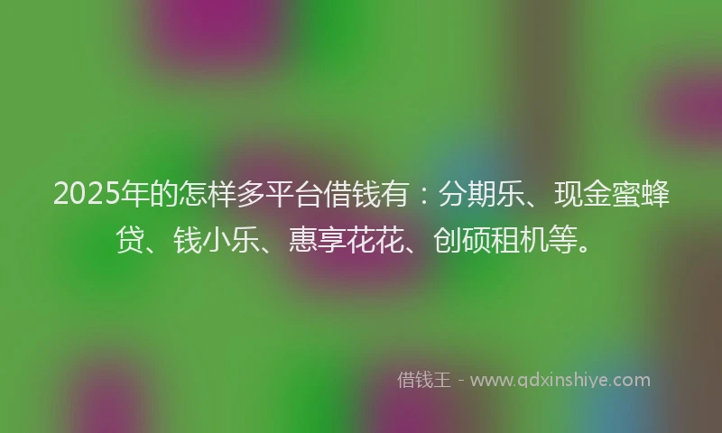 2025年的怎样多平台借钱有：分期乐、现金蜜蜂贷、钱小乐、惠享花花、创硕租机等。