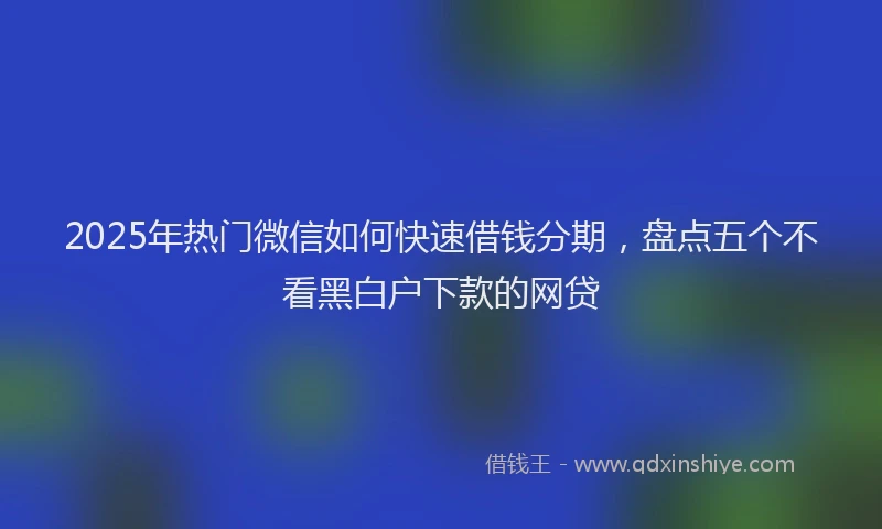 2025年热门微信如何快速借钱分期，盘点五个不看黑白户下款的网贷