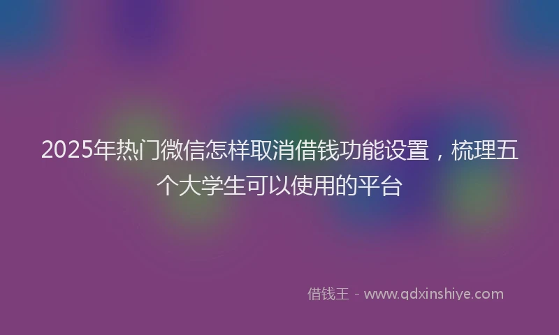 2025年热门微信怎样取消借钱功能设置，梳理五个大学生可以使用的平台