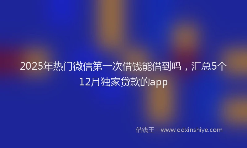 2025年热门微信第一次借钱能借到吗,汇总5个12月独家贷款的app