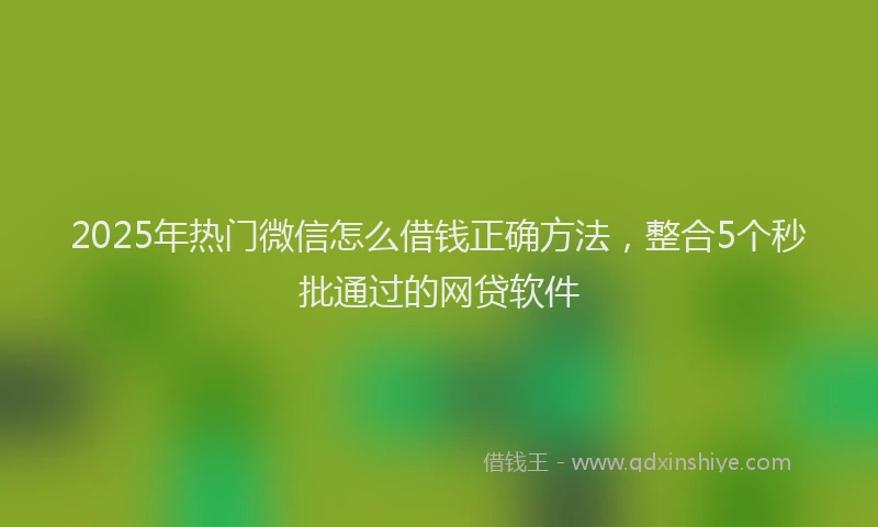 2025年热门微信怎么借钱正确方法，整合5个秒批通过的网贷软件