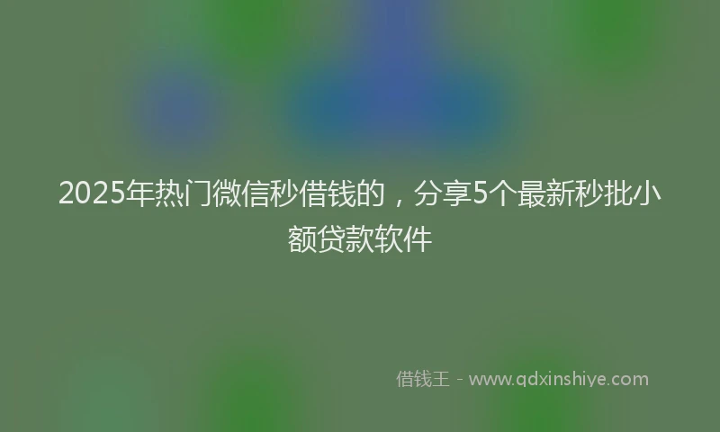 2025年热门微信秒借钱的，分享5个最新秒批小额贷款软件