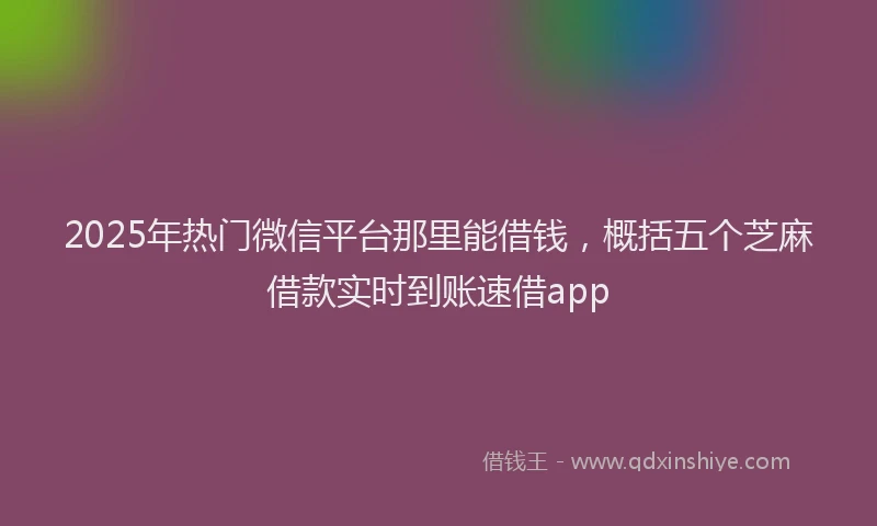 2025年热门微信平台那里能借钱，概括五个芝麻借款实时到账速借app