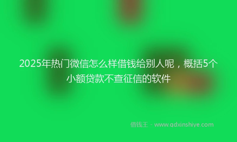 2025年热门微信怎么样借钱给别人呢，概括5个小额贷款不查征信的软件