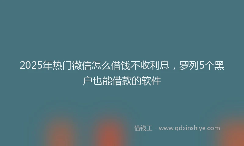 2025年热门微信怎么借钱不收利息，罗列5个黑户也能借款的软件