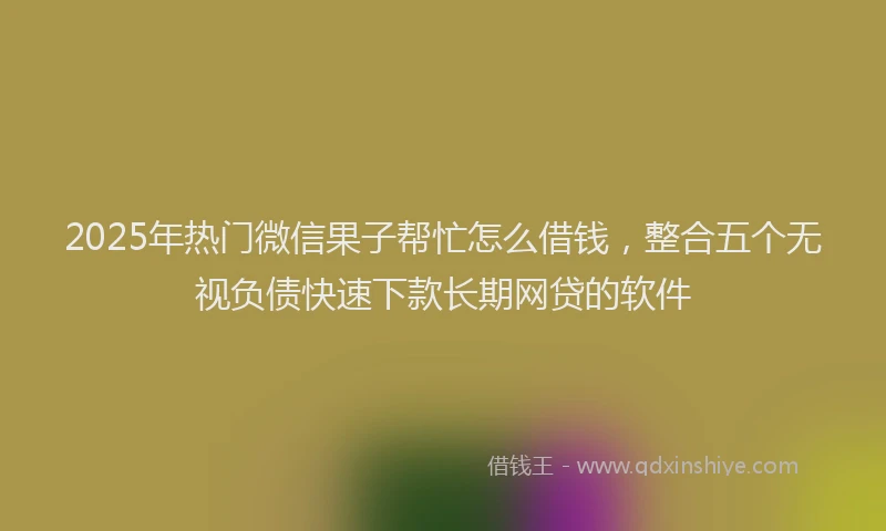 2025年热门微信果子帮忙怎么借钱，整合五个无视负债快速下款长期网贷的软件