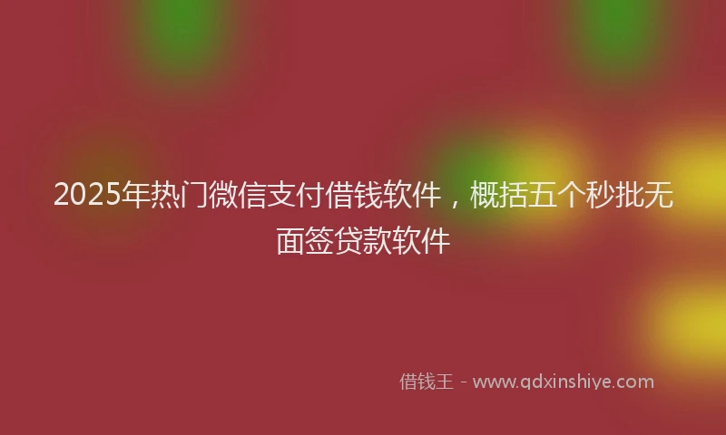 2025年热门微信支付借钱软件，概括五个秒批无面签贷款软件