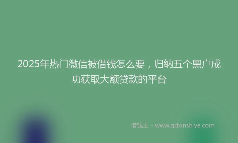 2025年热门微信被借钱怎么要，归纳五个黑户成功获取大额贷款的平台