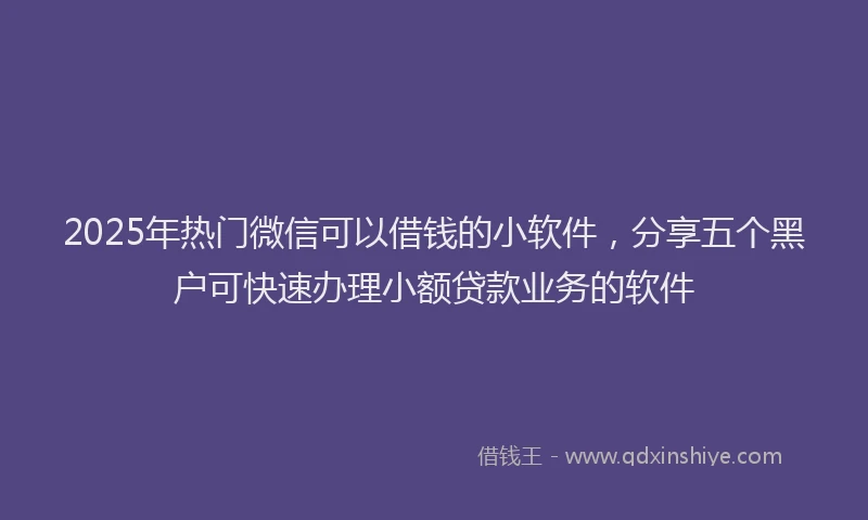 2025年热门微信可以借钱的小软件，分享五个黑户可快速办理小额贷款业务的软件
