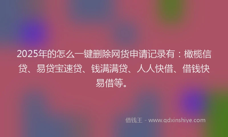 2025年的怎么一键删除网货申请记录有：橄榄信贷、易贷宝速贷、钱满满贷、人人快借、借钱快易借等。