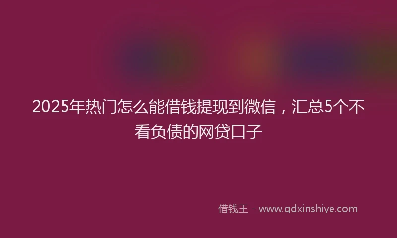 2025年热门怎么能借钱提现到微信，汇总5个不看负债的网贷口子