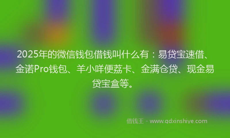 2025年的微信钱包借钱叫什么有：易贷宝速借、金诺Pro钱包、羊小咩便荔卡、金满仓贷、现金易贷宝盒等。