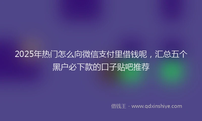 2025年热门怎么向微信支付里借钱呢,汇总五个黑户必下款的口子贴吧推荐