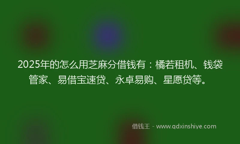 2025年的怎么用芝麻分借钱有：橘若租机、钱袋管家、易借宝速贷、永卓易购、星愿贷等。