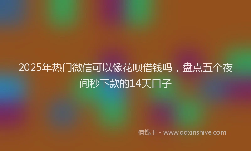 2025年热门微信可以像花呗借钱吗，盘点五个夜间秒下款的14天口子