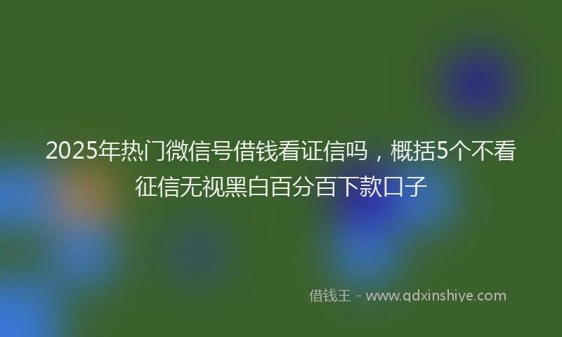 2025年热门微信号借钱看证信吗，概括5个不看征信无视黑白百分百下款口子
