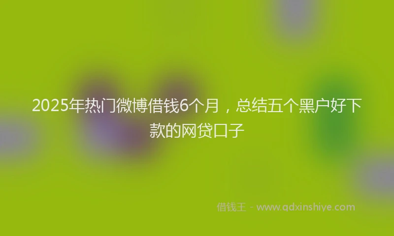 2025年热门微博借钱6个月，总结五个黑户好下款的网贷口子