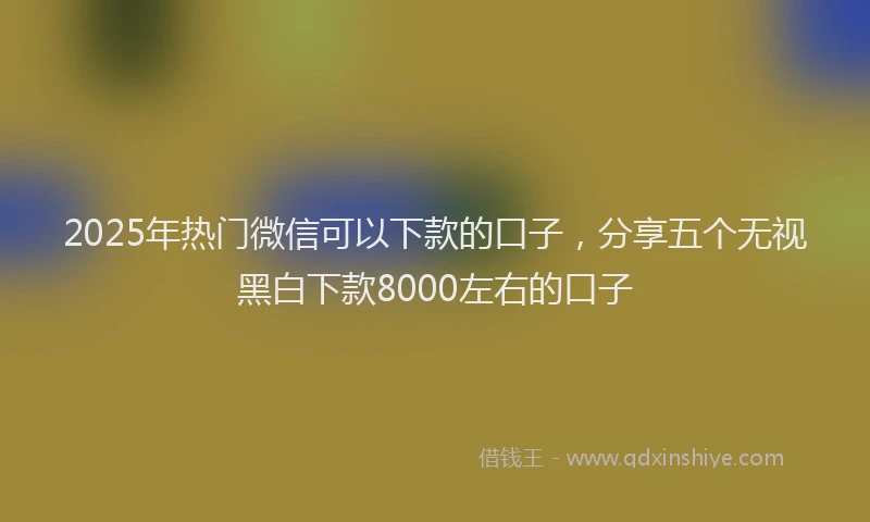 2025年热门微信可以下款的口子，分享五个无视黑白下款8000左右的口子