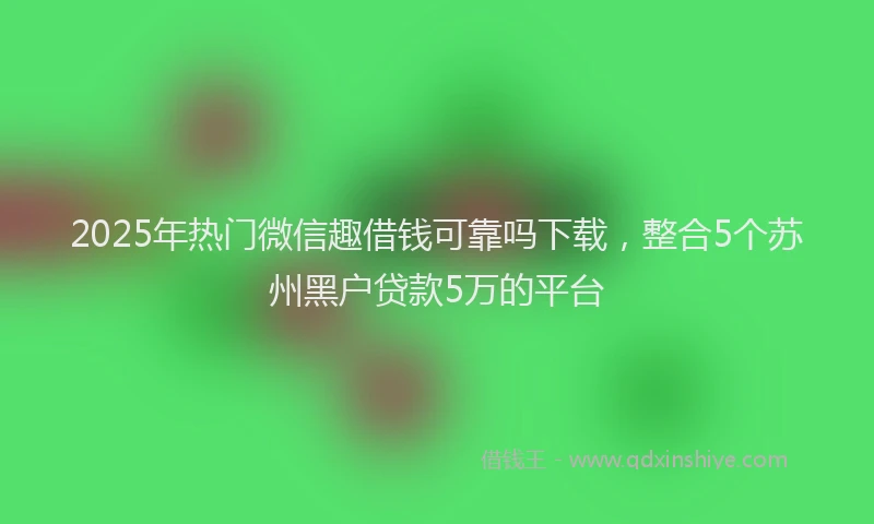 2025年热门微信趣借钱可靠吗下载，整合5个苏州黑户贷款5万的平台