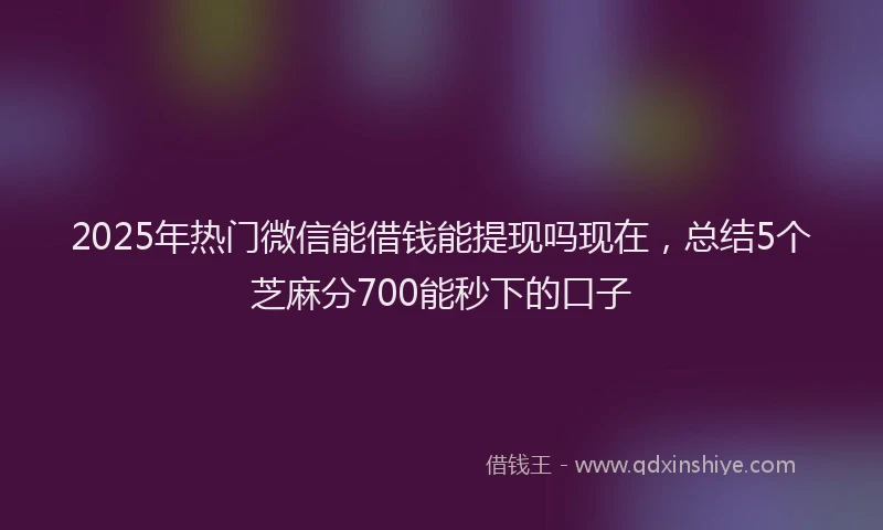 2025年热门微信能借钱能提现吗现在，总结5个芝麻分700能秒下的口子