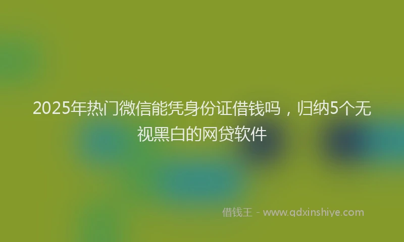 2025年热门微信能凭身份证借钱吗，归纳5个无视黑白的网贷软件